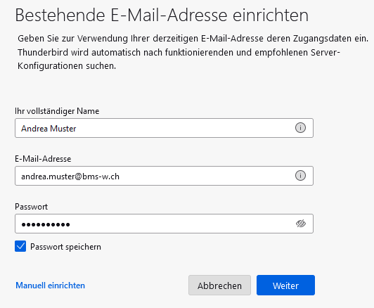 Thunderbird neues Konto